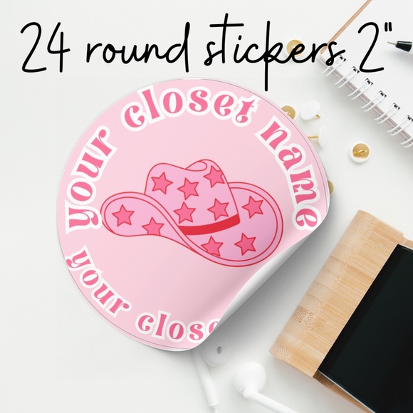 NEW Thank You Stickers Pink Cowgirl custom - Picture 1 of 2